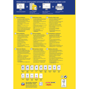 AVERY ZWECKFORM Etiketten (1000 Stück) A4 4780 weiss 1200 Stk./25 + 5 Blatt