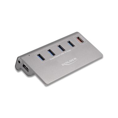 Delock USB-Hub 64182 USB 10 Gbps - 4x USB-A / 1x Schnellladeport