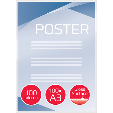 GBC Pelicole per laminazione A3 3740307 lucido, 100my 100 pezzi