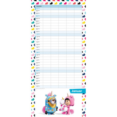 HEYE Familienplaner Minions 2026 22755+26 1M/1S DE 5 Spalten 21x45cm