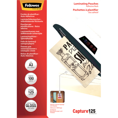 FELLOWES Laminierfolien Capture125g A3 5329001 kleb. 100 Stück