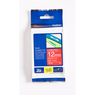 PTOUCH Band, laminiert weiss/rot TZe-435 PT-1280VP 12 mm