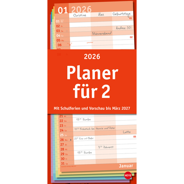 HEYE Planer für zwei Basic 2026 22489+26 1M/1S DE 3 Spalten 21x45cm