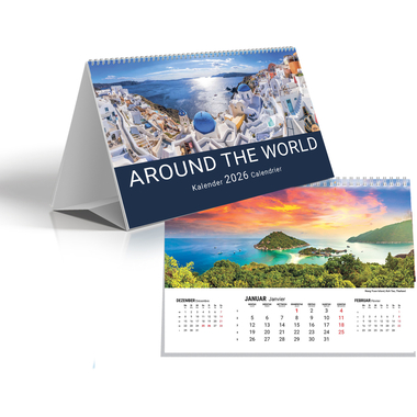 SIMPLEX Cal. de table 3 mois 2026 61103.26 3M/1P Around the World 21x14cm