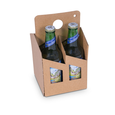 Bierträger mit Sichtfenster & Tragegriff für 4x 0.33l Flaschen mit Flaschenhöhe 250mm & Ø61mm