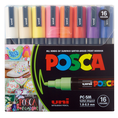 UNI-BALL Marker Posca 1.8-2.5mm PC-5M 16C 16 colori ass.