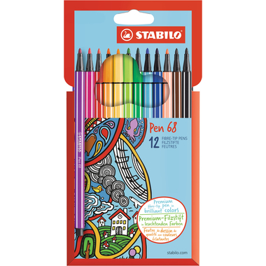 STABILO Fasermaler Pen 68 1mm 6812-7 12 Stück, farbig ass.