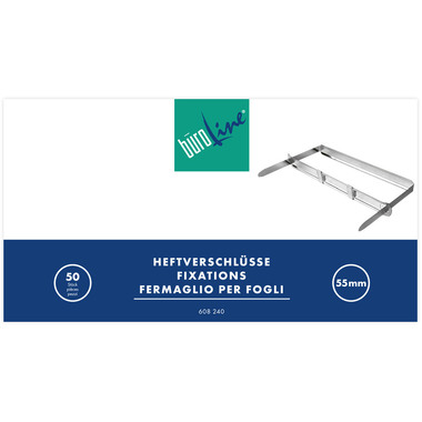 BÜROLINE Heftverschlüsse 5.5cm 608240 Metall 50 Stück
