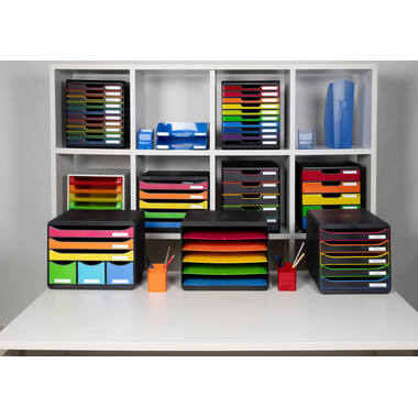 EXACOMPTA Schubladenbox Store-Box Maxi 306798D schwarz/Regenbogen, 6 Schubl.