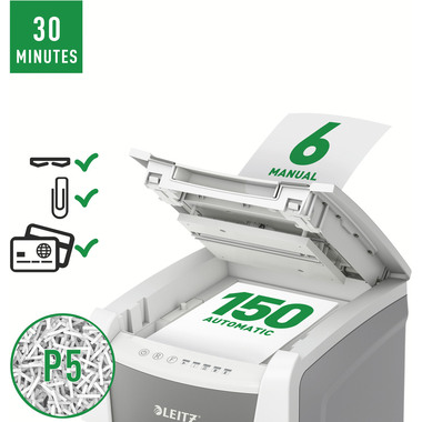 LEITZ Aktenvernichter IQ AF 8014-20-00 Office 150, P-5, 44lt