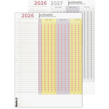 BIELLA Wandplaner Jumbo 2 Stk. 2026 876418000026 1J/1S weiss 64.5x29.7cm