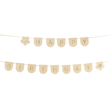 PARTYDECO Guirlande Happy Birthday 3m GRLF3 Feutre, rose