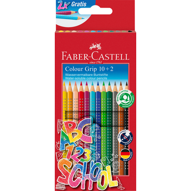 FABER-CASTELL Crayons de couleur Colour Grip 201585 Back to school Promoetui 10+2
