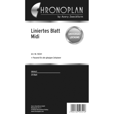 CHRONOPLAN feuille ligné 50341Z.26 25 feuilles Midi