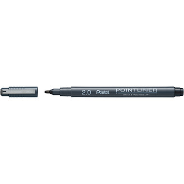 PENTEL Fineliner Pigment Call. 2.0 mm S20P-C2A POINTLINER, schwarz