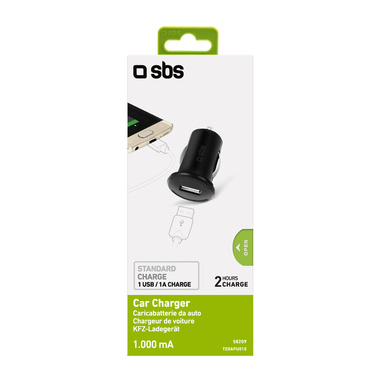 Caricatore USB auto compatto 1.000 mAh per telefoni cellulari e smartphone