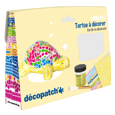 DECOPATCH Bastelset Schildkröte KIT036C Bogen, Tier, Pinsel, Lack