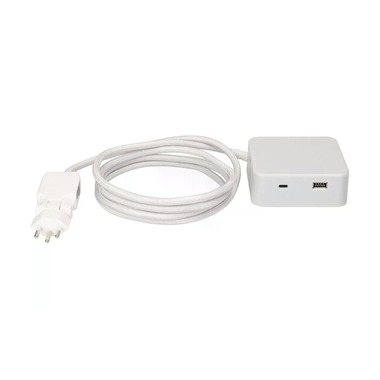 maxTex Power Strip Cube 3x T13, USB A/C, Gray/White
