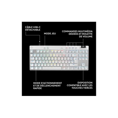 Logitech Gaming Keyboard Pro X TKL Rapid White