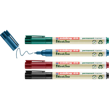 EDDING Permanent Marker 25 E-4 25-E4 astuccio, 4-colorato 4 pezzi