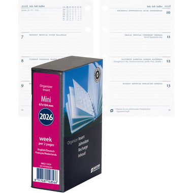 SUCCES Agenda Mini 2026 841107000026U 1W/2S Ersatz kompl. 6.7x10.4cm