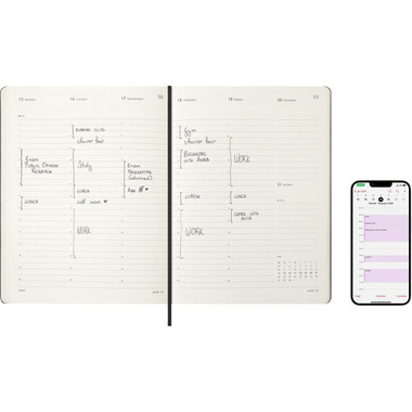 MOLESKINE Agenda Smart Weekly Pro 2026 SMDHB12PRO4Y26 1W/2S schwarz HC 19x25cm