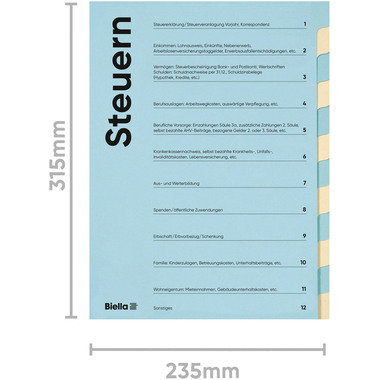 BIELLA Spezialmappe Steuern A4 326011290U deutsch 12 Fächer