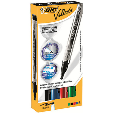 BIC Whiteboard Liquid Ink 902094 4 Farben, Etui
