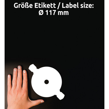 AVERY ZWECKFORM CD-Etiketten Supersize 117mm L7760-25 weiss, glossy 50 Stück