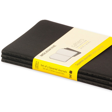 MOLESKINE Notizheft Cahier A6 704901 kariert, schwarz 3 Stück