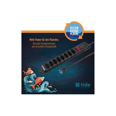 STEFFEN Power Strip TIDE 8 x T13 3m Black