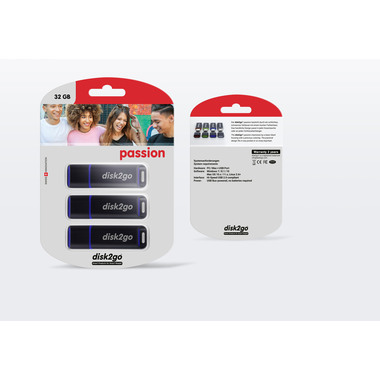 DISK2GO USB-Stick passion 32GB 30006500 USB 2.0 triple pack