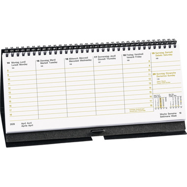 BRUNNEN Calendrier 2026 1087060906 1S/2P noir ML 28x12cm