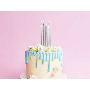 PARTYDECO Bougies d'anniversaire 12.5cm SCD-1-018ME argent 12 pièces