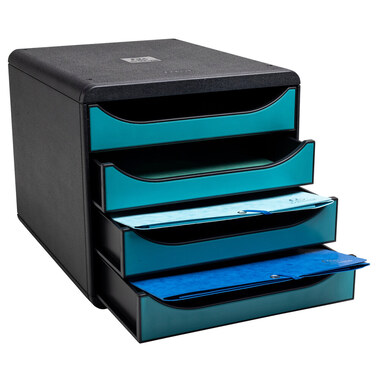 EXACOMPTA Schubladenbox Skandi A4+ 31034D pazifikblau 4 Schubl.