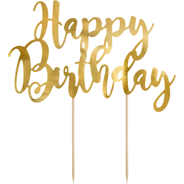 PARTYDECO Caketopper 22.5cm KPT11-019M Joyeux anniversaire or