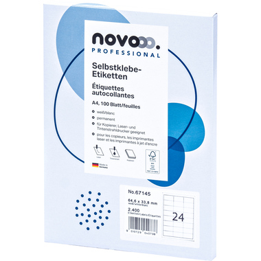NOVOOO Etiquette 64.6x33.8mm 67145 blanc 2400 pièces