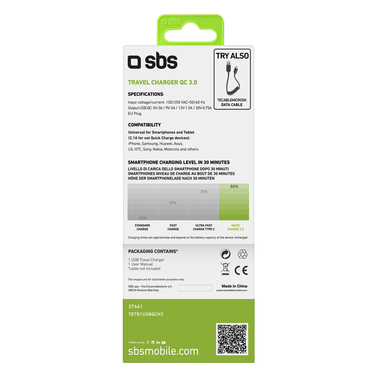 Quick-charging travel charger with EU socket