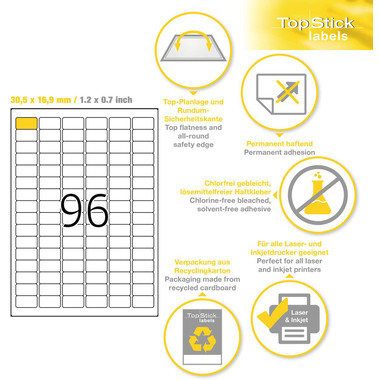 HERMA Etiketten TopStick 30.5x16.9mm 8728 Universal, weiss 9600 Stück