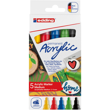 EDDING Acrylmarker 5100 2-3mm 5100-E5-basi basic, ass. 5 pezzi