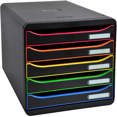 BIELLA Schubladenbox PLUS BIGBOX A4+ 30991402BIDU schwarz/Harlekin, 5 Schubl.