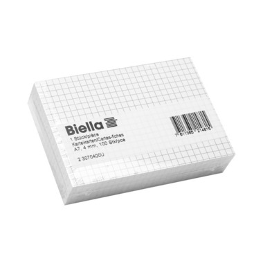 BIELLA Schede quadret. 4mm A7 23070400U bianco 100 pzi.