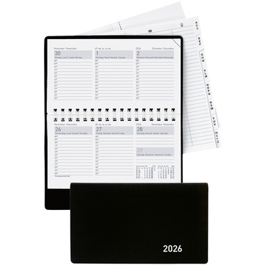 BIELLA Agenda Terminet Wire-O 2026 831773020026U 1S/2P nero ML 15.3x8.5cm
