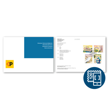 Folder / Foglio da collezione «Attrazioni in Svizzera» Serie (4 francobolli, valore facciale CHF 6.60) in folder/foglio da collezione, con annullo