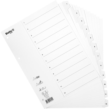 BIELLA Répertoire carton Smartind. A4 46941201U blanc 1-12