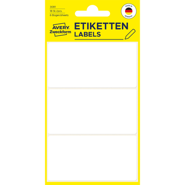 AVERY ZWECKFORM Etiketten 76×39mm 3081 weiss 18 Stück