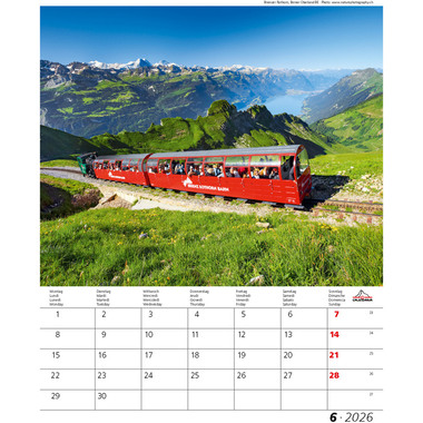CALENDARIA Bildkalender 2026 9783036205304 Berge + Täler ML 31x40cm