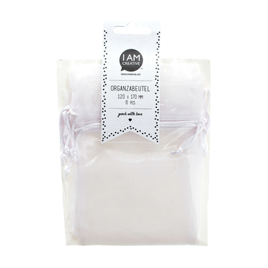 I AM CREATIVE Organzabeutel 12x17cm 2100.1 weiss 6 Stück
