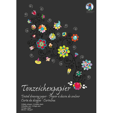 URSUS Tonzeichenpapier-Block A3 2154090SE 130g, schwarz 10 Blatt