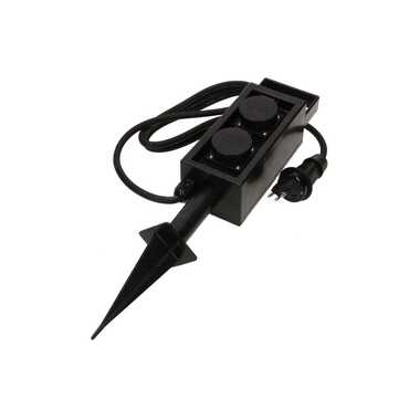 Max Hauri garden socket 2x T13 IP55 with spike, black